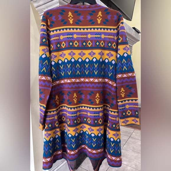 Savanna Jane Boho Western Country Aztec Oversized Cardigan Sweater Size Small - Picture 3 of 12